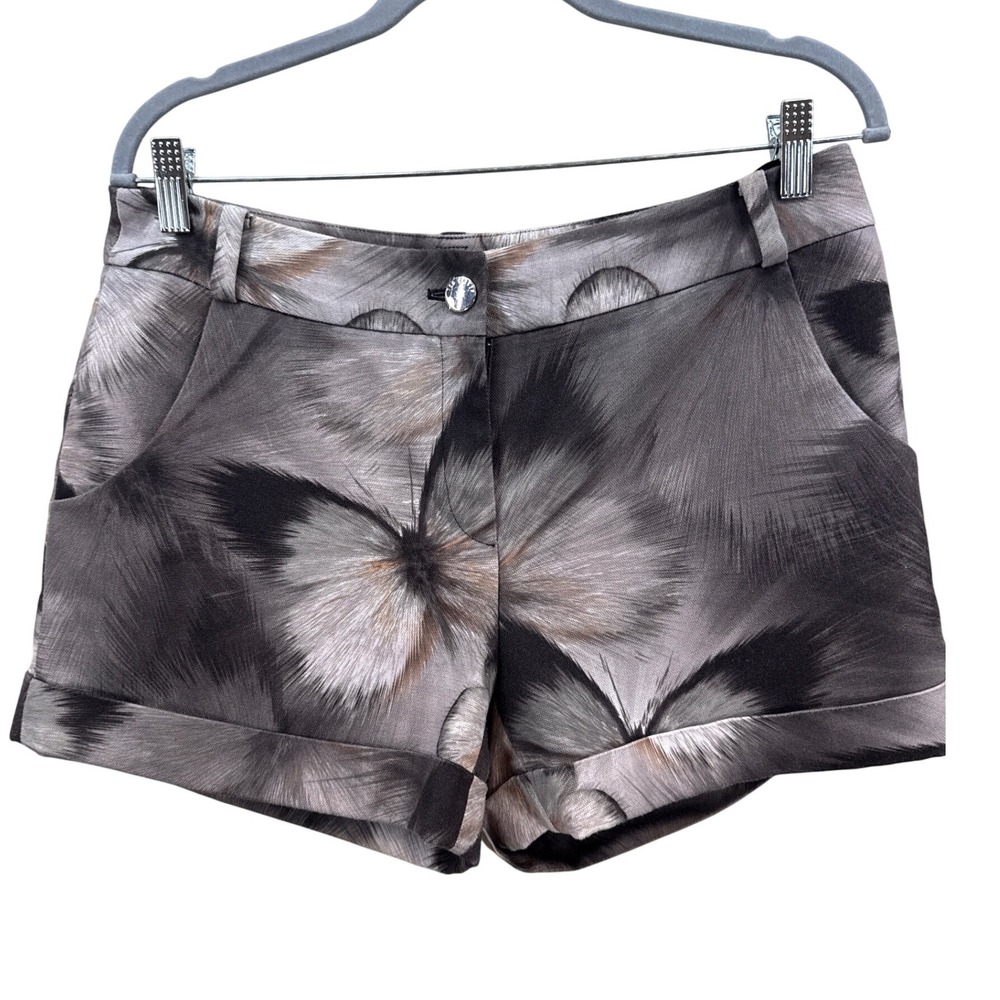 Ted Baker London Kristu Butterfly Print Cuffed Shorts Grey Black Size 3 US 8